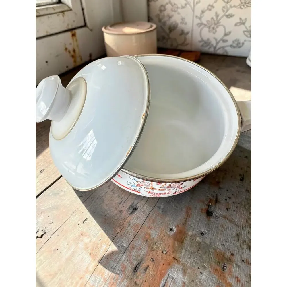 Vintage 1991 Campbell's Kids Gibson Enamel on Steel Saucepan Pot w/ Lid